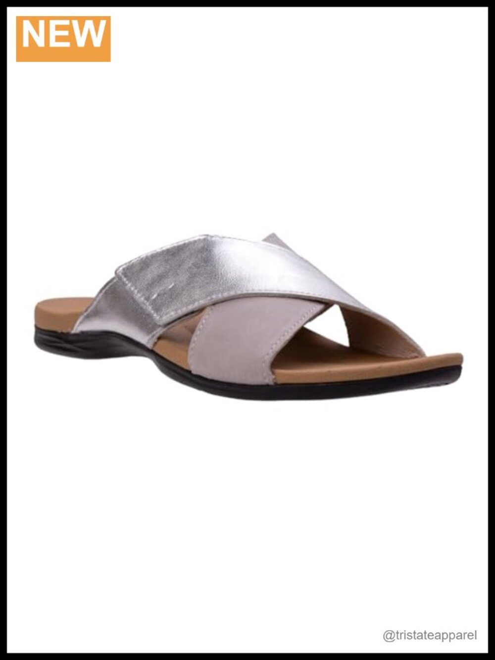 Orthotic Support Slide Sandal Leather Adjustable Slingback